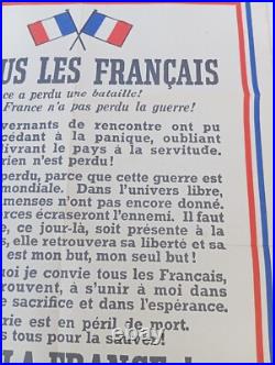 Document Ww2 39/45 Ancienne Affiche Vive La France. A Tous Les Francais