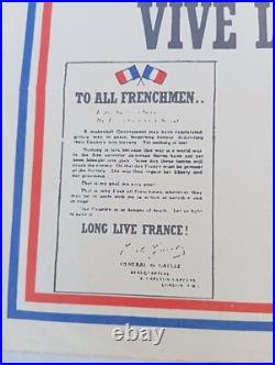 Document Ww2 39/45 Ancienne Affiche Vive La France. A Tous Les Francais