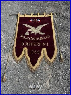 Drapeau Bannière Étendard WWII 1939 RF Société Musicale D'AFFERI