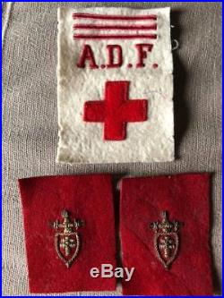 France Libre pattes de cols et insigne AFAT, croix rouge