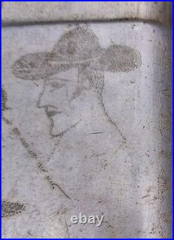 Gamelle Quart Fer Blanc Par Prisonnier 1940 Wwr2 Femme Nue Charlie Chaplin