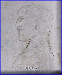 Gamelle Quart Fer Blanc Par Prisonnier 1940 Wwr2 Femme Nue Charlie Chaplin