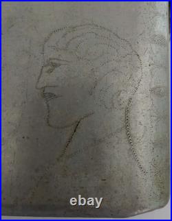 Gamelle Quart Fer Blanc Par Prisonnier 1940 Wwr2 Femme Nue Charlie Chaplin