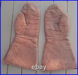 Gants Fourrés ancien de Vol Pilote ou Motocycliste WW2 Cuir taille 9