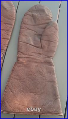 Gants Fourrés ancien de Vol Pilote ou Motocycliste WW2 Cuir taille 9