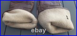 Gants Fourrés ancien de Vol Pilote ou Motocycliste WW2 Cuir taille 9