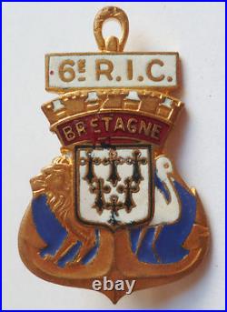 Insigne 6° RIC BRETAGNE 1939/40 Régiment Infanterie Coloniale AB dép. ORIGINAL