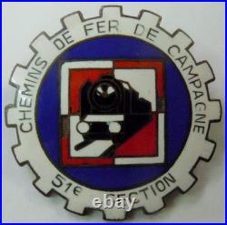 Insigne WWII 1945 Génie 51° SCF SECTION de CHEMINS de FER de CAMPAGNE ORIGINAL