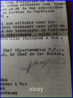 Lettre original de Forces Françaises de l'Intérieur FFI de novembre 1944