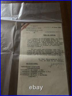 Lettre original de Forces Françaises de l'Intérieur FFI de novembre 1944