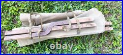 Lit de camp toile OD 3 pliant Picot + ses 2 courroies date 1944 GI US ARMY WW2