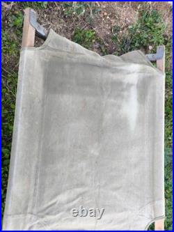 Lit de camp toile OD 3 pliant Picot + ses 2 courroies date 1944 GI US ARMY WW2
