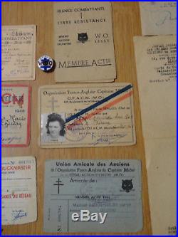 Lot de carte document photo resistance WO OFACM 39 45 WW2 insignes militaire