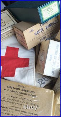 Lot pansements us ww2 1944 kia 1944 boite carton brassard medic medical usa MD