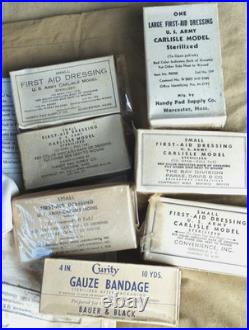 Lot pansements us ww2 1944 kia 1944 boite carton brassard medic medical usa MD