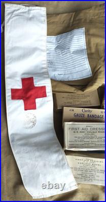 Lot pansements us ww2 1944 kia 1944 boite carton brassard medic medical usa MD