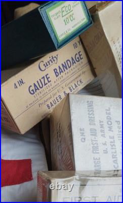 Lot pansements us ww2 1944 kia 1944 boite carton brassard medic medical usa MD