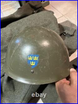 Militaria WW2 Suede Uniforme Casque 1939-1945 Reconstituteur