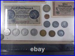 Militaria allemand ww2 Lot Billets Et Pièces De Monnaie