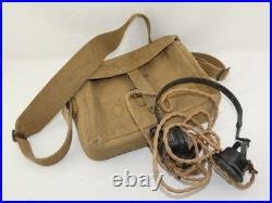 Musette avec écouteurs 1943 terrain Normandie ORIGINAL BRITANNIQUE WWII WW2