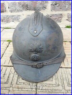 Original beau casque adrian infanterie français bleu horizon ww1! Complet