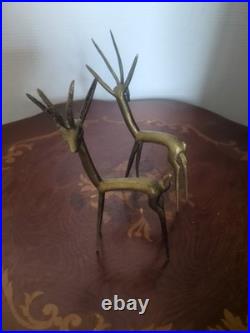 Paire de Gazelles en bronze patiné Circa 1960