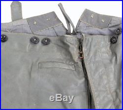 Pantalon Kriegsmarine en cuir gris, modèle officier WW2 (matériel original)