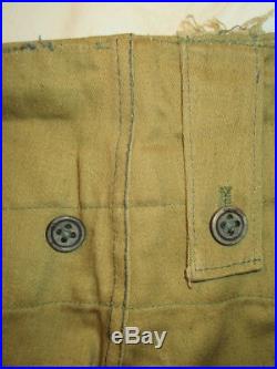 Pantalon TROPICAL WH/DAK Ml43 TOILE VERT-OLIVE authentique! TBE++ Allemagne