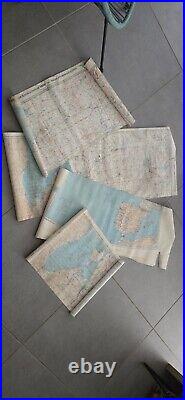 Plusieurs morceaux de cartes en toile cirée Luftwaffe authentique german WW2 Plusieurs morceaux de cartes en toile cirée Luftwaffe authentique german WW2