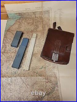 Porte cartes Allemand original HEER SS KM LW WH 1942 carte et règle Calcul