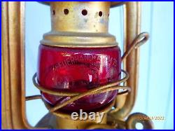 RARE ancienne lampe tempete atom n°75 verre rouge feuerhand