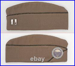 Rare Calot para US Army Off laine pink patch précoce avant 1943 piping bleu WW2