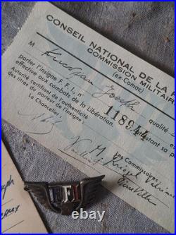 Rare Carte Identite FFI Reseau Les Ardents Bordeaux Libe Liberation 1944 Insigne