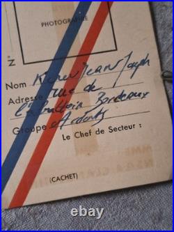 Rare Carte Identite FFI Reseau Les Ardents Bordeaux Libe Liberation 1944 Insigne