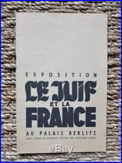 Rare Catalogue de l'exposition Le Juif et la France au palais Berlitz WW2