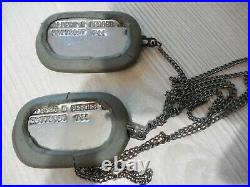 Rare Paire Dog Tag Us Chainette Silencieux 1944 Ww2
