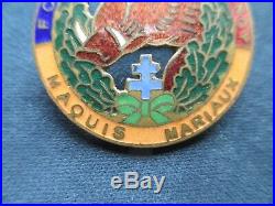 Rare insigne authentique Maquis MARIAUX 1944 FFI Libération Résistance Nièvre