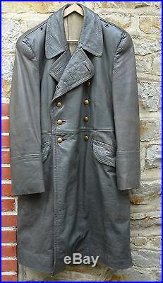 Rare manteau cuir allemand WH avec boutons dorés du modèle d'officier général