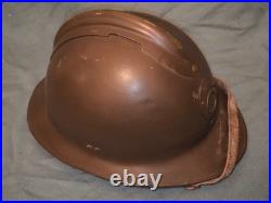 Restauré Casque kaki chasseur 1926 France WW2 39 45 + jugulaire intérieur cuir