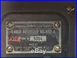 US ARMY SIGNAL CORPS WW2 Recepteur Radio militaire BC-652