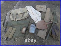 US ARMY WW2 Lot Musette 36 Pelle T Calecon Talc Divers Articles