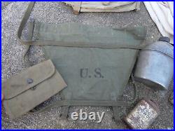 US ARMY WW2 Lot Musette 36 Pelle T Calecon Talc Divers Articles