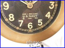 U. S. NAVY TRES BELLE HORLOGE DECK CLOCK mark I DATEE 1940 à voir. #. 2