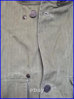 Veste HBT original US WW2 34R rabat anti-gaz jacket herringbone twill jeep Dodge