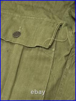 Veste HBT original US WW2 34R rabat anti-gaz jacket herringbone twill jeep Dodge