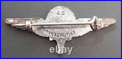 WW2 Insigne G. Q. PARACHUTIST vétéran SAS 1° Compagnie Parachutiste Air ORIGINAL
