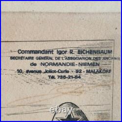 WW2 Lithographie aviation Normandie-Niémen signée H. Sainton & pilotes Yak