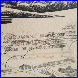 WW2 Lithographie aviation Normandie-Niémen signée H. Sainton & pilotes Yak