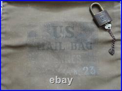 Ww2 Gi Us Army Sac Courrier Mail Bag + Cadenas Lock Jqmd 1943 Materiel Original