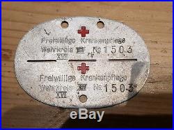 Ww2 Id Dog Tag German Allemand nurse medic red cross wwii rare relic